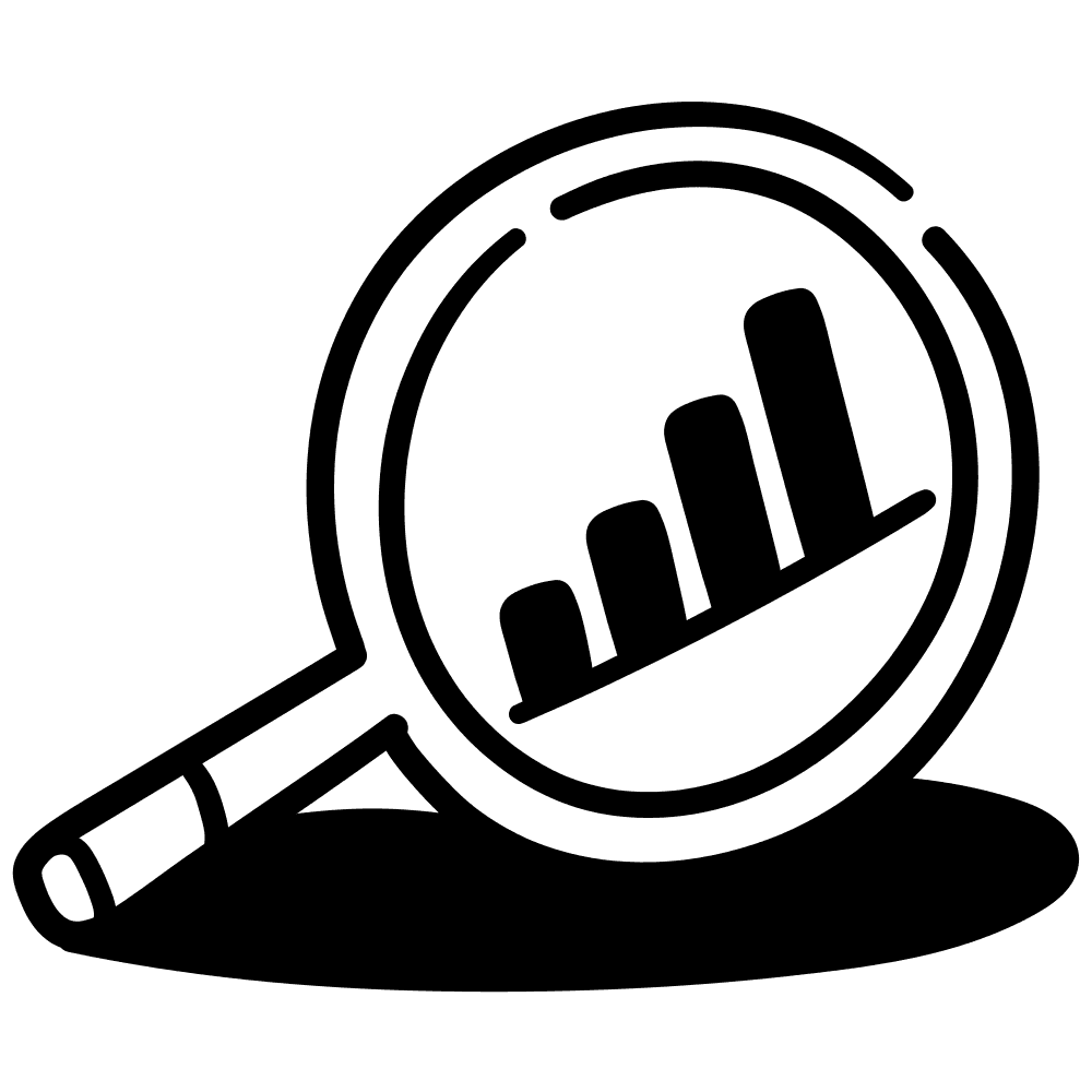 Magnifying glass over chart