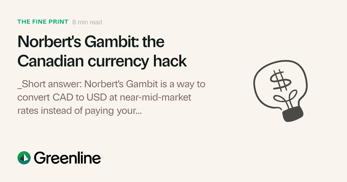 Norbert's Gambit: How to Convert CAD to USD and Skip the FX Fee (2026 ...