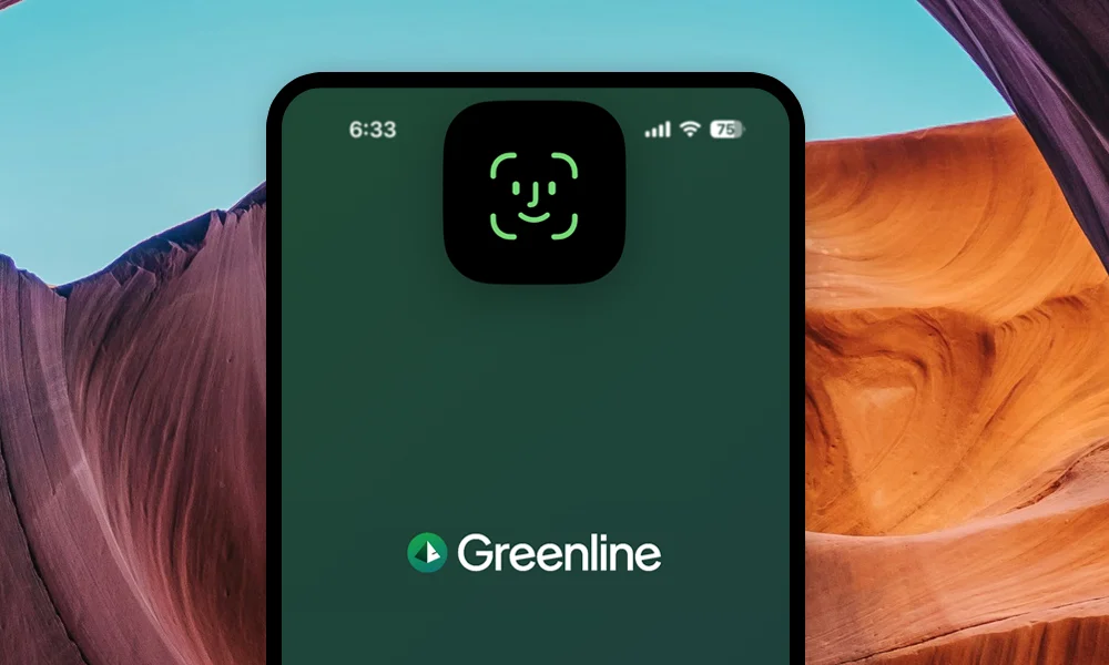 Greenline iOS app with Face ID on a phone home screen